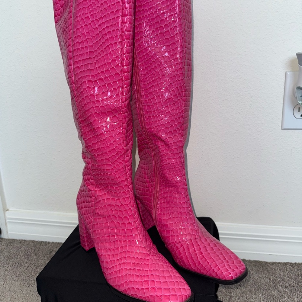Pink Knee-High Boots